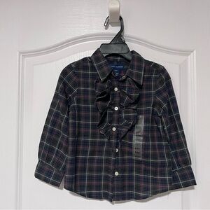 Ralph Lauren Kids Black Plaid Ruffle Shirt